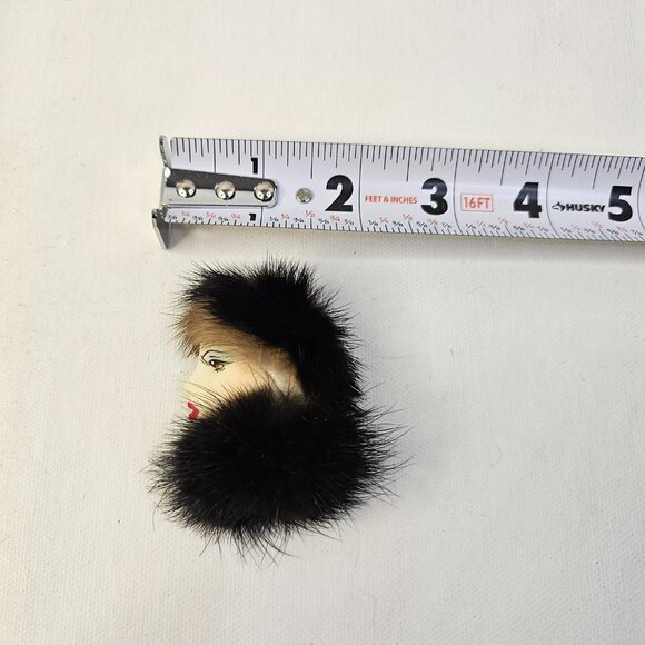 Vintage Porcelain Woman Face Brooch Unmarked Silhouette Pin #2 - Picture 8 of 9